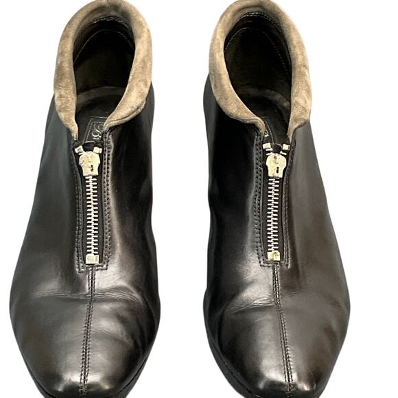 Brighton Stacey Black Leather Heel Front Zip Ankle Bootie Women 8.5 - Picture 4 of 8